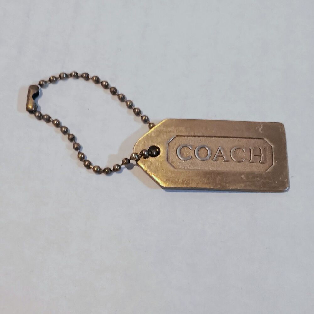 Vintage Coach Antique Brass Metal Hangtag-Y2K-Original Ball Chain-2 Sided-